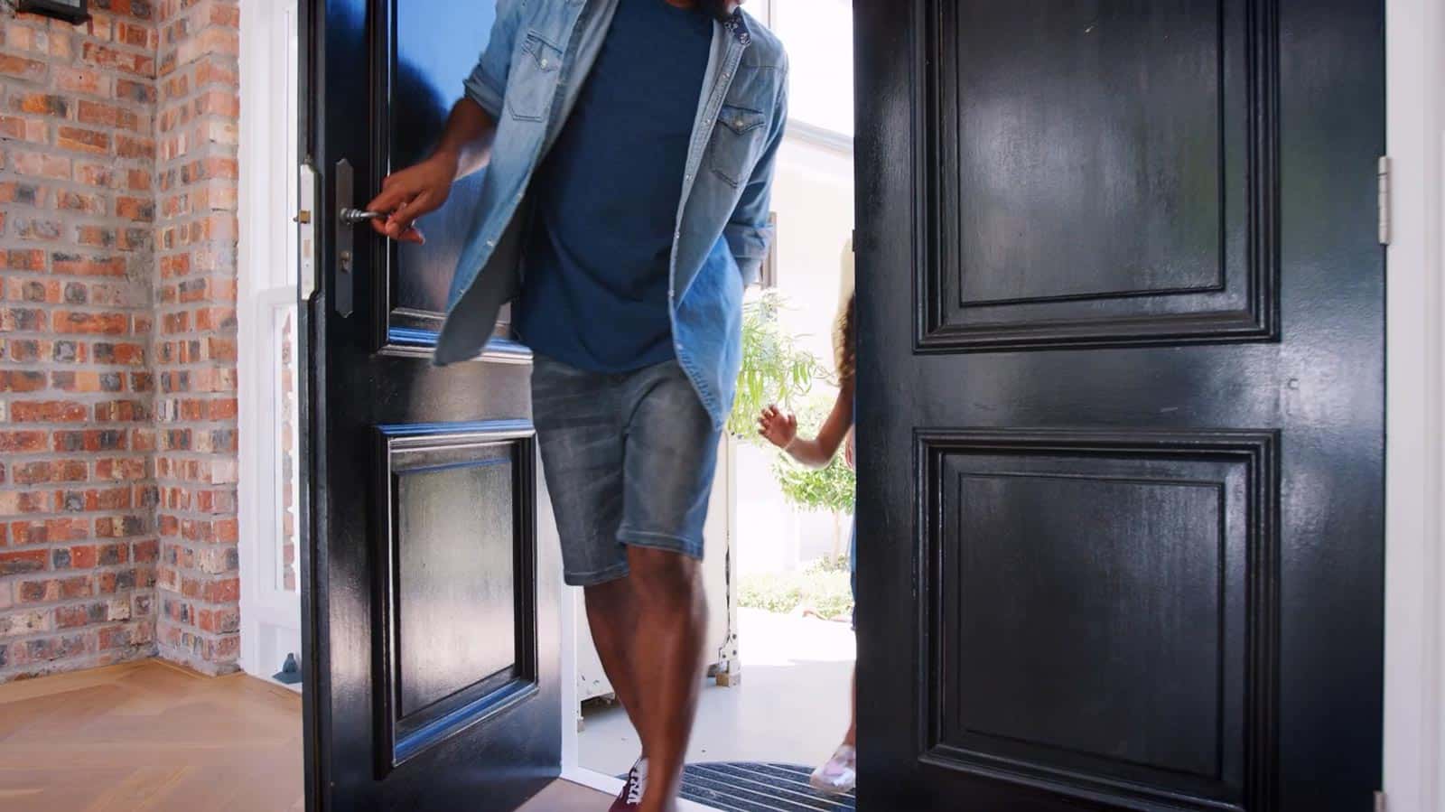 family entering home